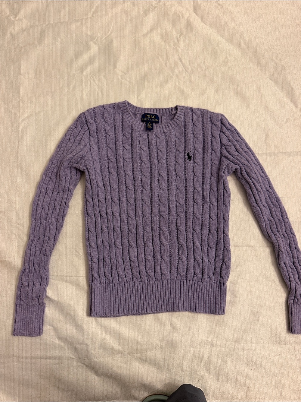 Purple with Navy Horse Girls 8-10 Ralph Lauren Cable Knit sweater